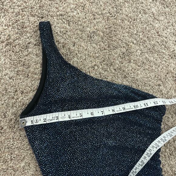 VTG City Triangles Sparkly Maxi Bodycon Formal Gown M One Shoulder Prom Y2K - Picture 11 of 12